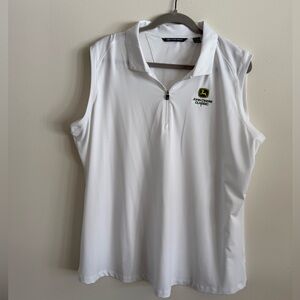 Cutter & Buck Women's White Sleeveless John Deere Classic Golf Shirt